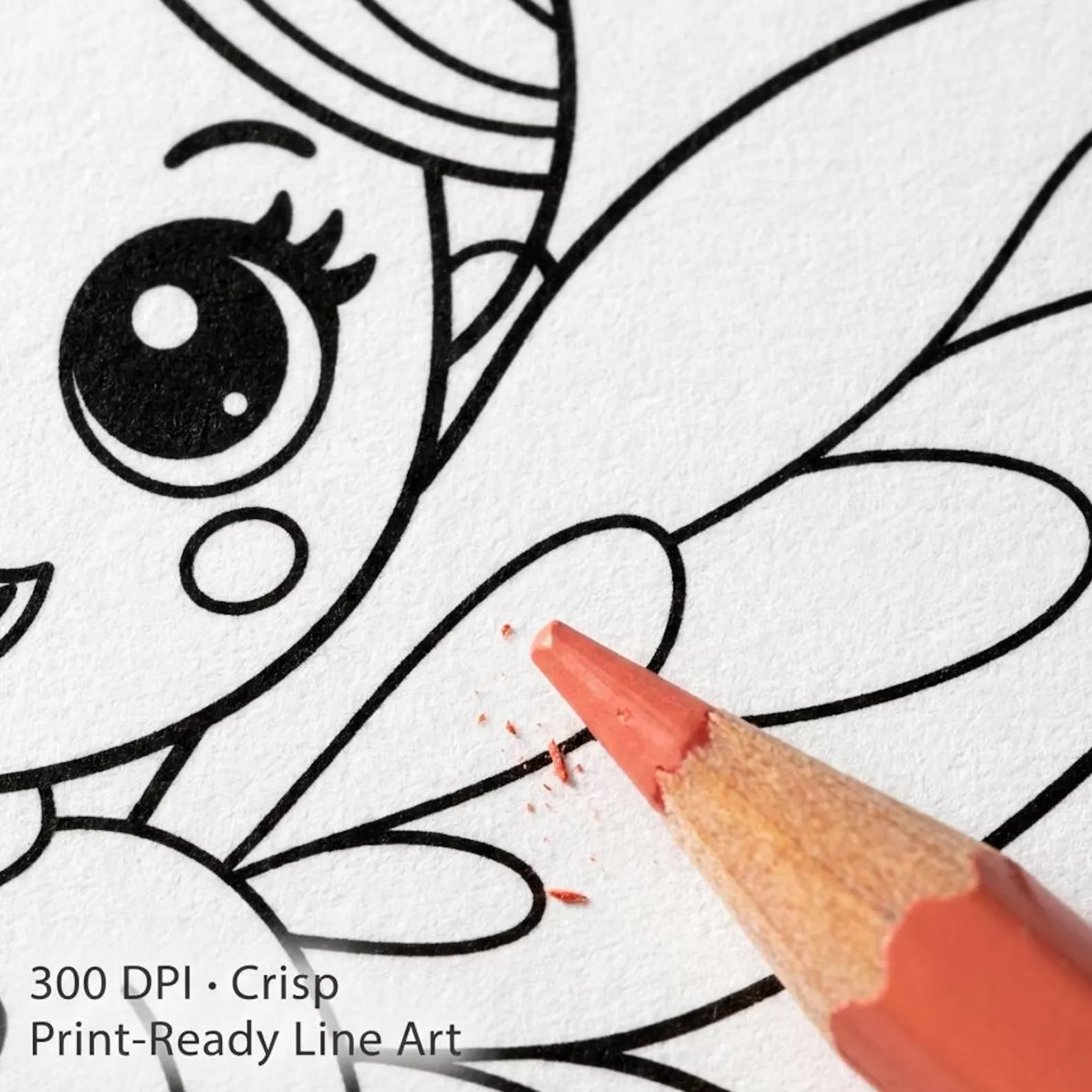 300 DPI Crisp Print-Ready Line Art Close Up